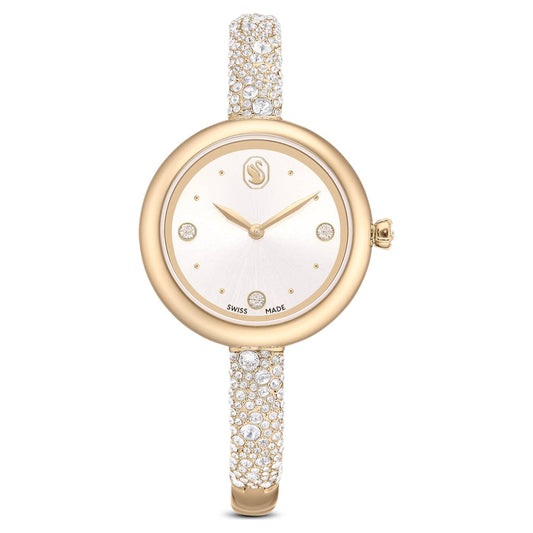 Reloj Sublima bangle Fabricado en Suiza, Brazalete de metal, Tono dorado, Acabado tono oro champán