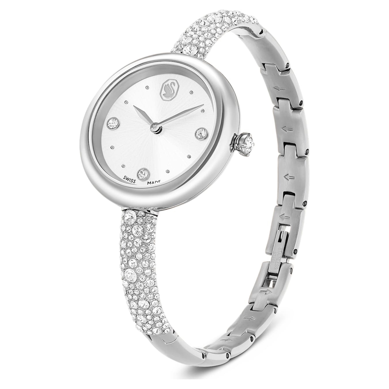 Reloj Sublima bangle Fabricado en Suiza, Brazalete de metal, Tono plateado, Acero inoxidable