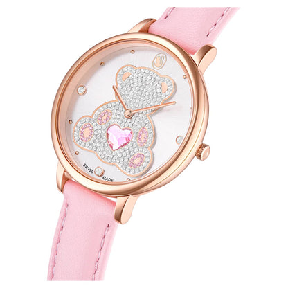 Reloj Teddy Fabricado en Suiza, Correa de piel, Rosa, Acabado tono oro rosa