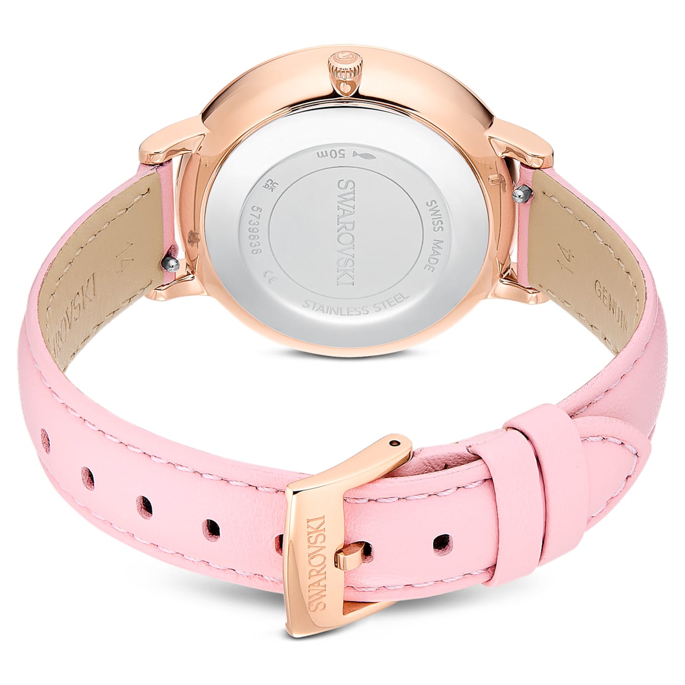 Reloj Teddy Fabricado en Suiza, Correa de piel, Rosa, Acabado tono oro rosa