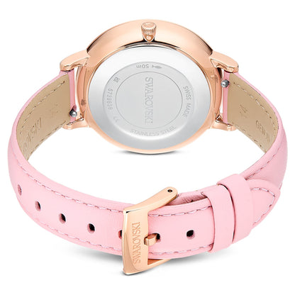 Reloj Teddy Fabricado en Suiza, Correa de piel, Rosa, Acabado tono oro rosa