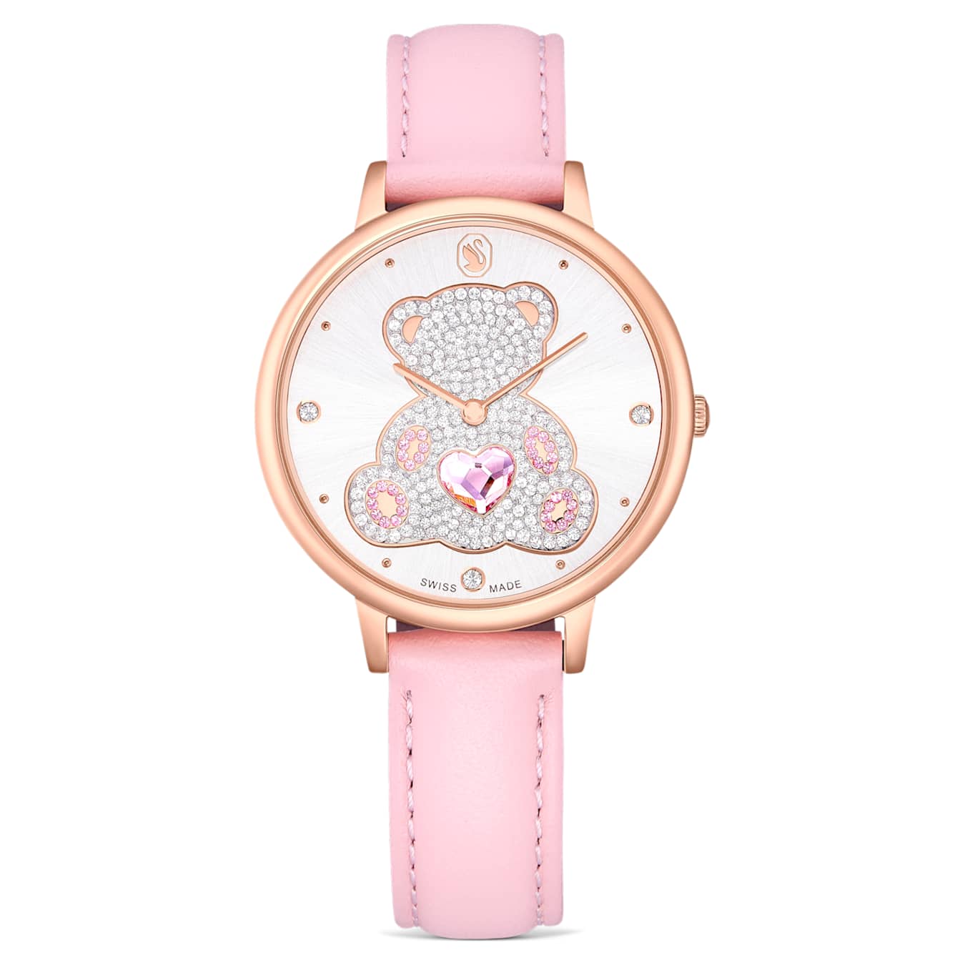 Reloj Teddy Fabricado en Suiza, Correa de piel, Rosa, Acabado tono oro rosa