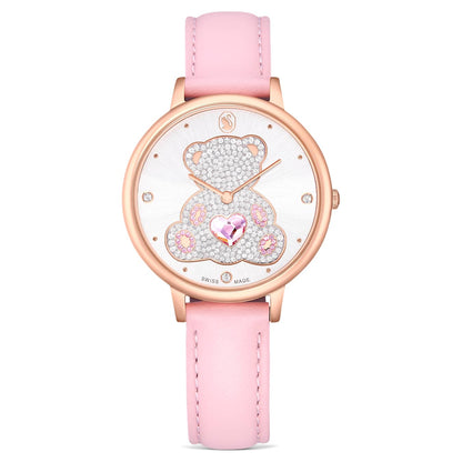 Reloj Teddy Fabricado en Suiza, Correa de piel, Rosa, Acabado tono oro rosa