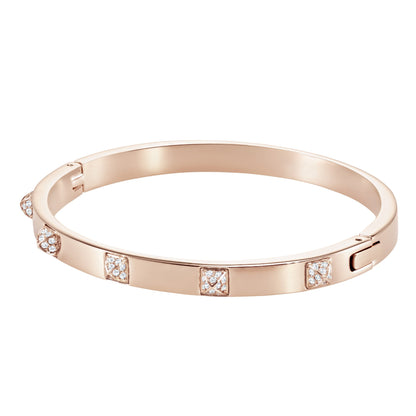 Brazalete Dextera Blanco, Acabado tono oro rosa