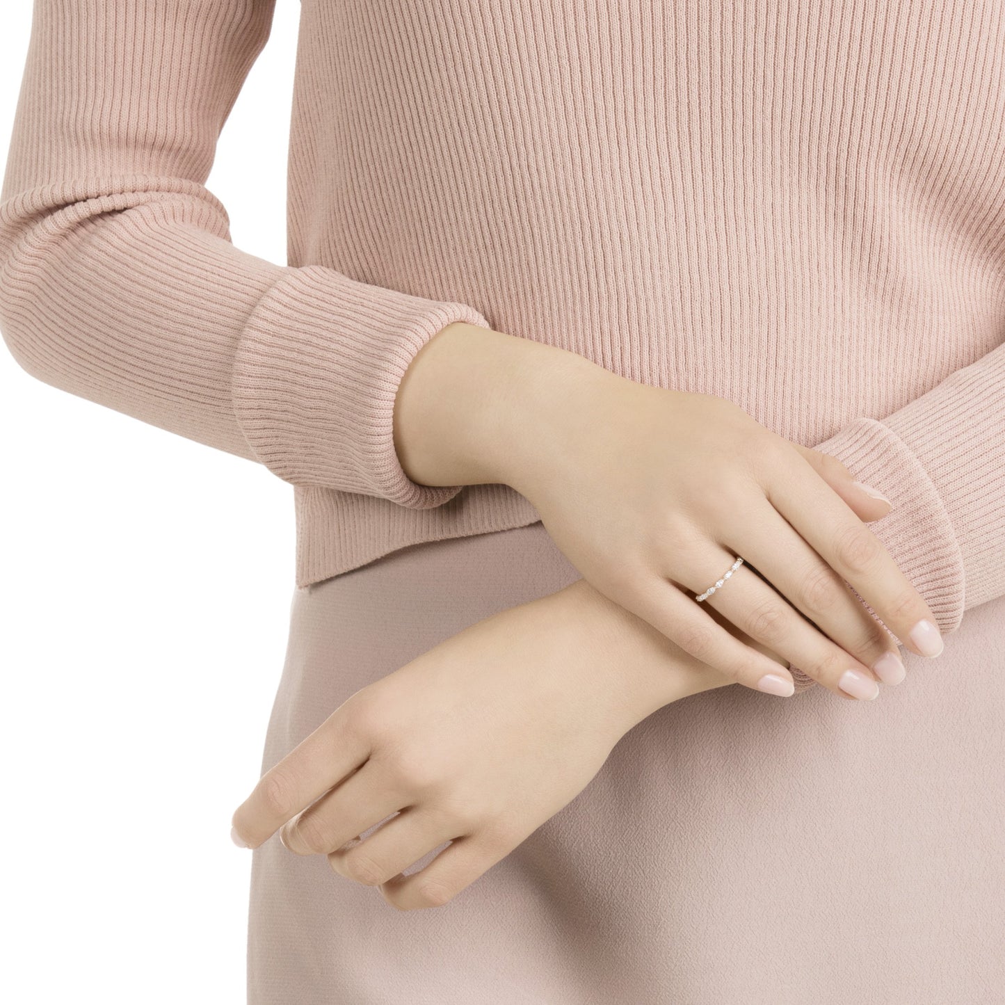 Anillo Matrix Vittore Talla marquisa, Blanco, Baño tono oro rosa