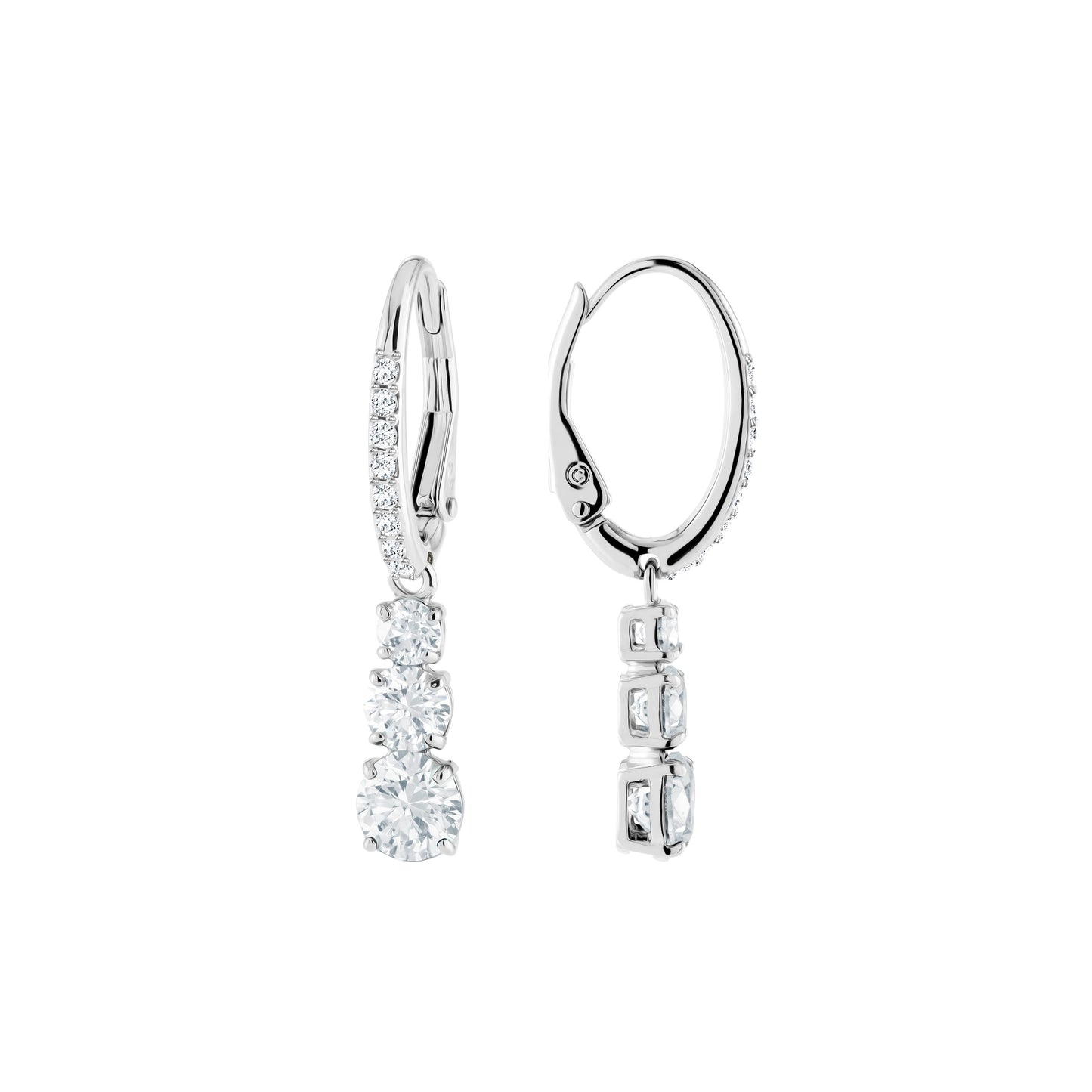 Pendientes de aro Stilla, blanco, Baño de Rodio