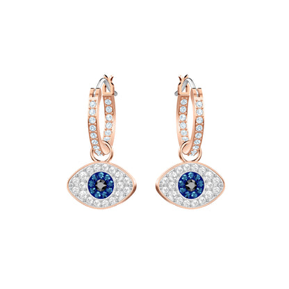 PENDIENTES DE ARO SWAROVSKI SYMBOLIC EVIL EYE, MULTICOLOR, BAÑO EN TONO ORO ROSA