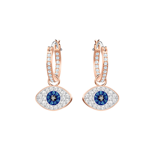 PENDIENTES DE ARO SWAROVSKI SYMBOLIC EVIL EYE, MULTICOLOR, BAÑO EN TONO ORO ROSA