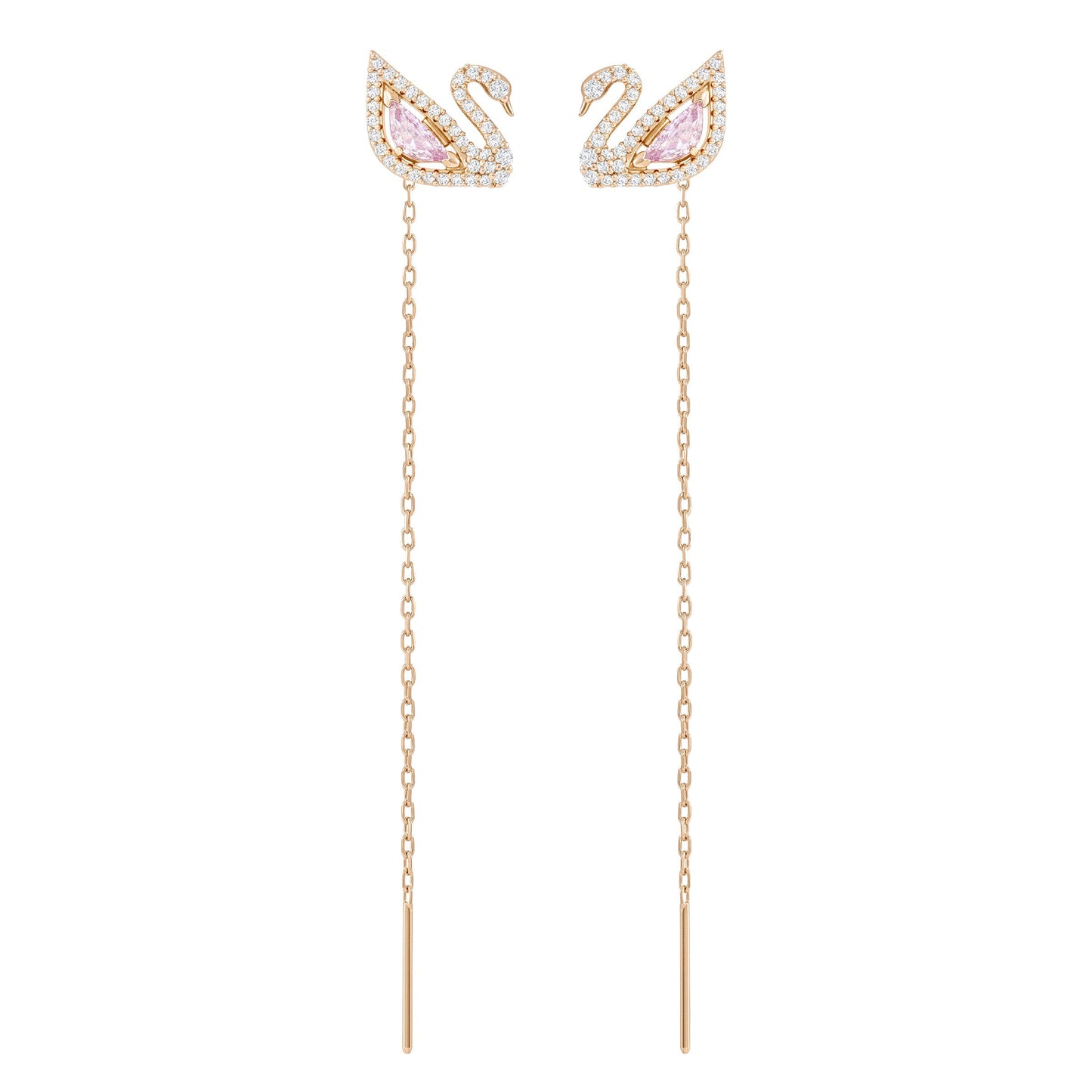Pendientes Dazzling Swan, multicolor, Baño en tono Oro Rosa