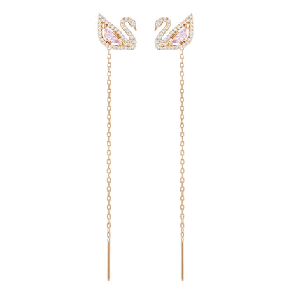 Pendientes Dazzling Swan, multicolor, Baño en tono Oro Rosa