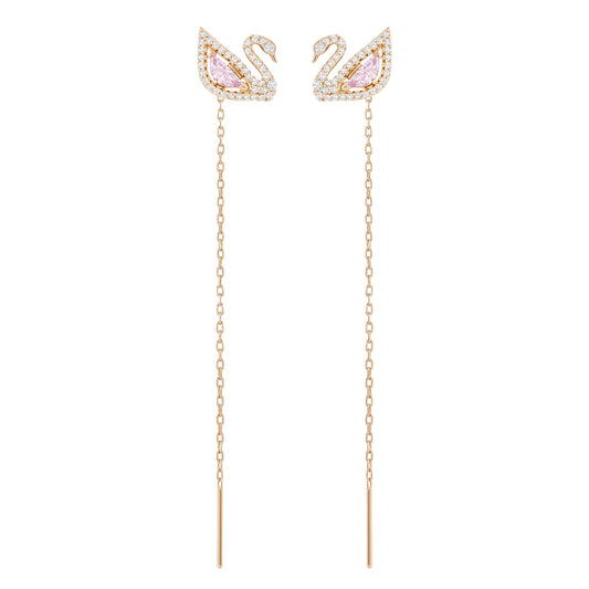 Pendientes Dazzling Swan, multicolor, Baño en tono Oro Rosa