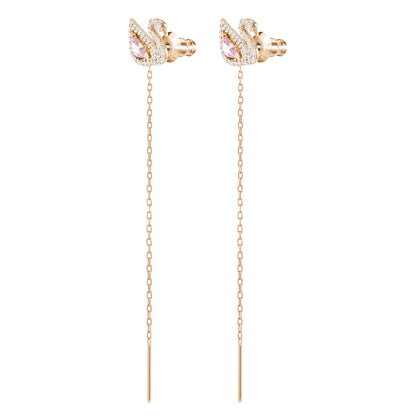 Pendientes Dazzling Swan, multicolor, Baño en tono Oro Rosa