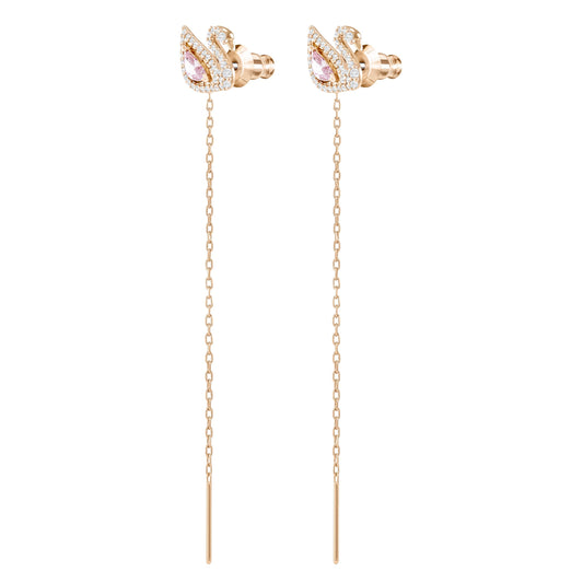 Pendientes Dazzling Swan, multicolor, Baño en tono Oro Rosa