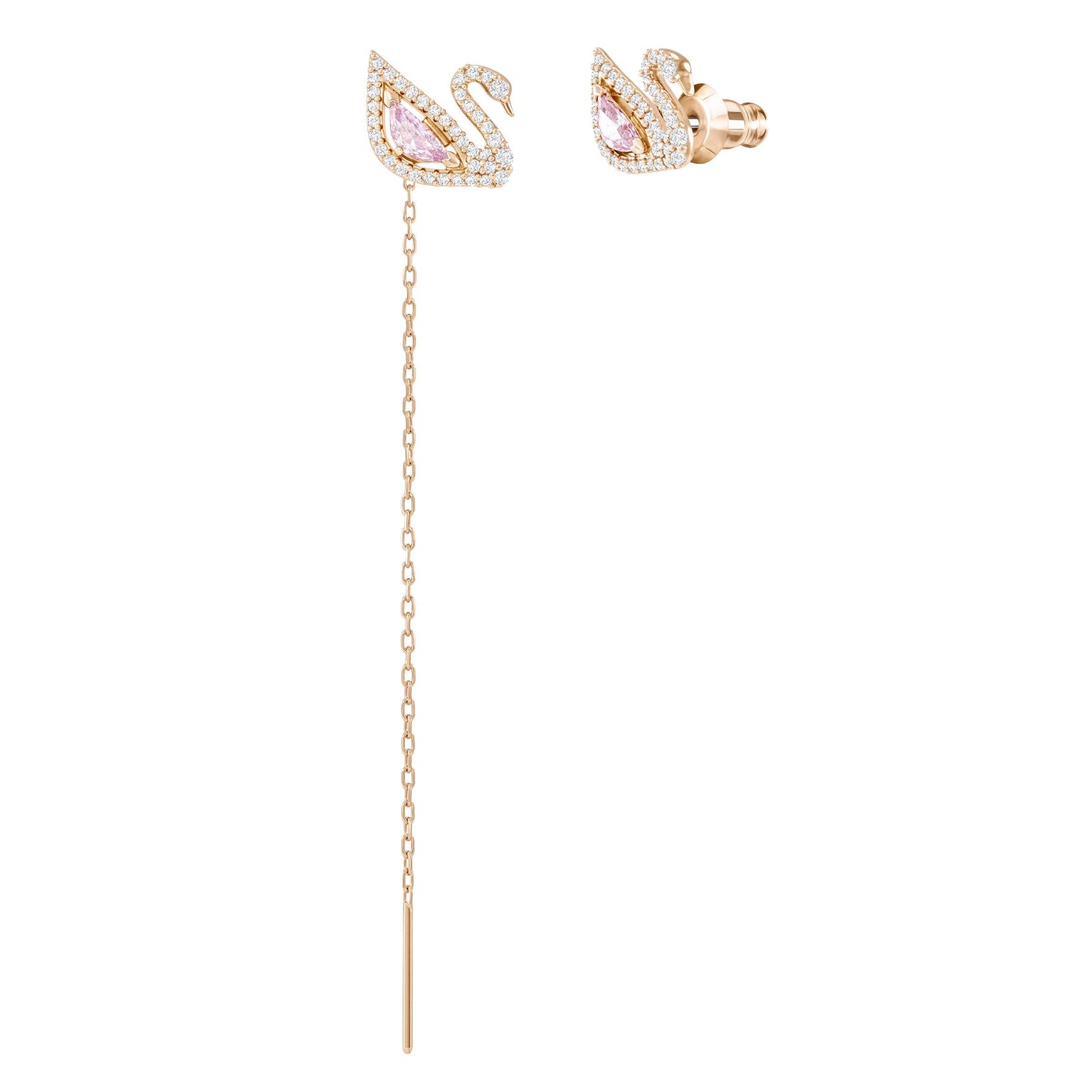 Pendientes Dazzling Swan, multicolor, Baño en tono Oro Rosa