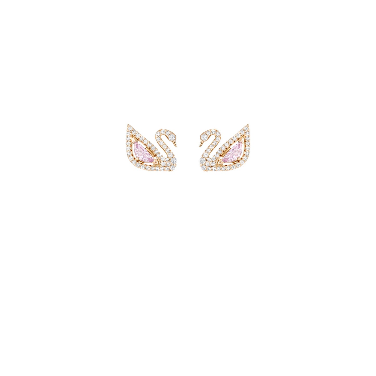 Pendientes Dazzling Swan, multicolor, Baño en tono Oro Rosa