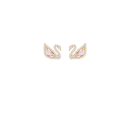 Pendientes Dazzling Swan, multicolor, Baño en tono Oro Rosa