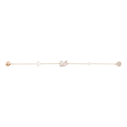 PULSERA DAZZLING SWAN, MULTICOLOR, BAÑO EN TONO ORO ROSA