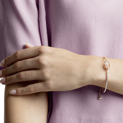 Pulsera North, blanco, Baño en tono Oro Rosa
