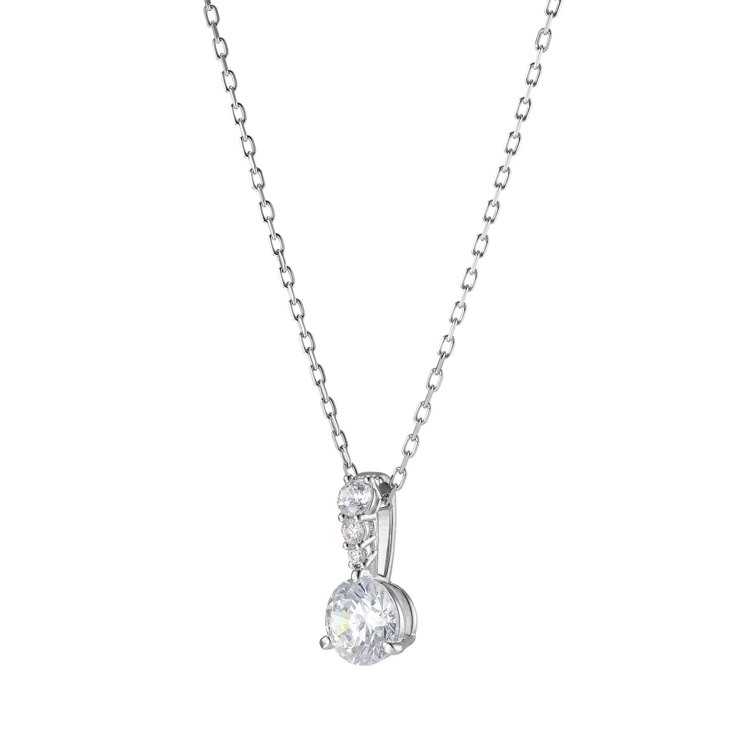 COLGANTE SOLITAIRE, BLANCO, BAÑO DE RODIO