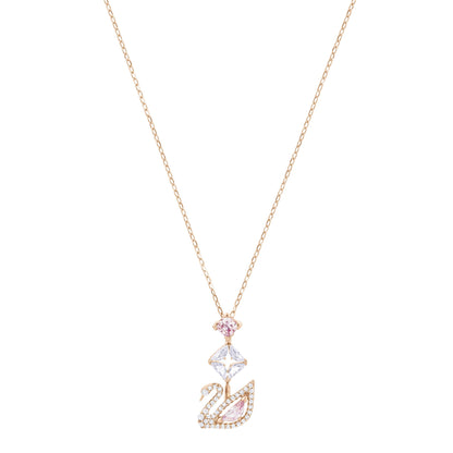 Collar en Y Dazzling Swan, multicolor, Baño en tono Oro Rosa