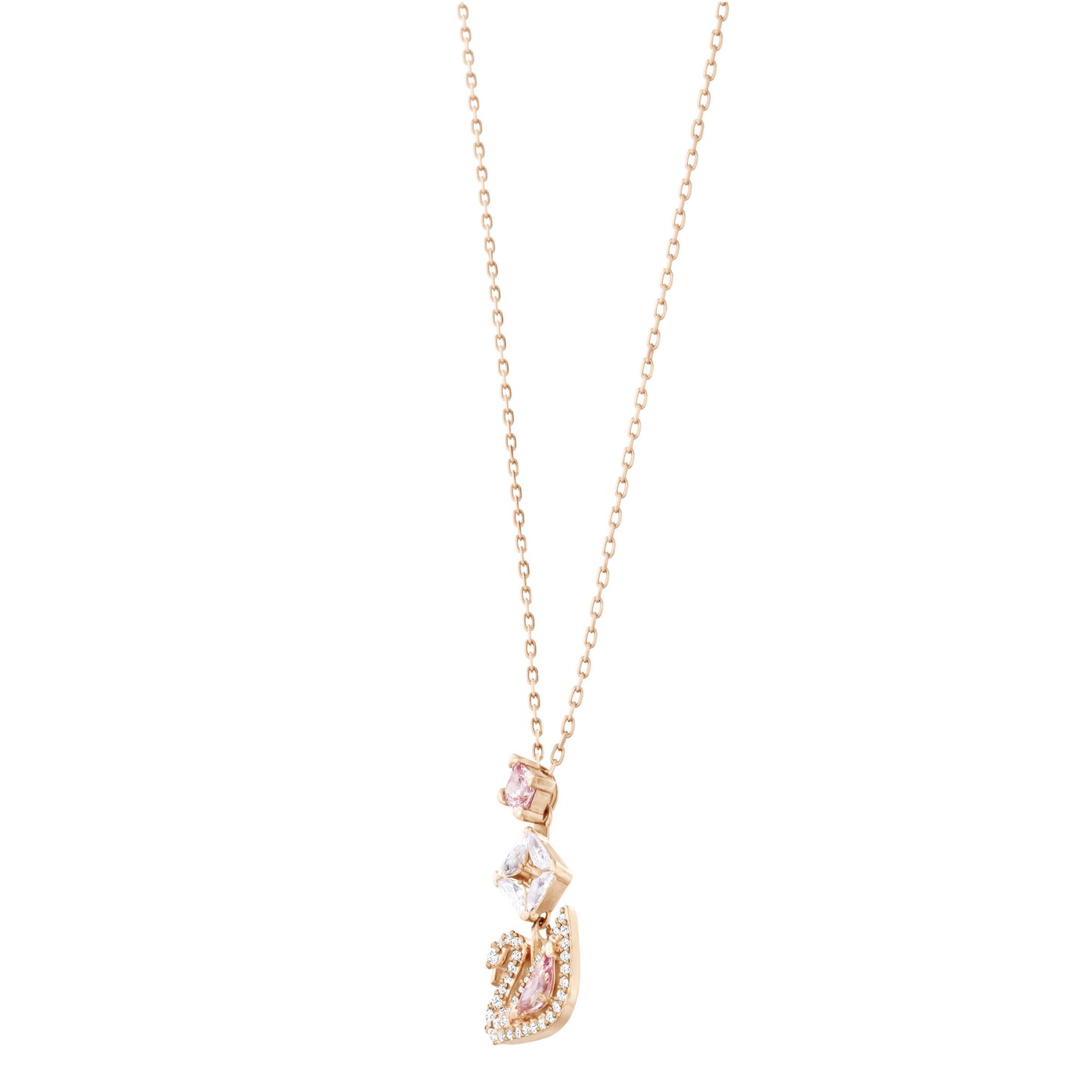 Collar en Y Dazzling Swan, multicolor, Baño en tono Oro Rosa