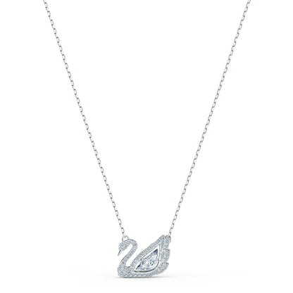 Collar Dancing Swan, blanco, baño de rodio