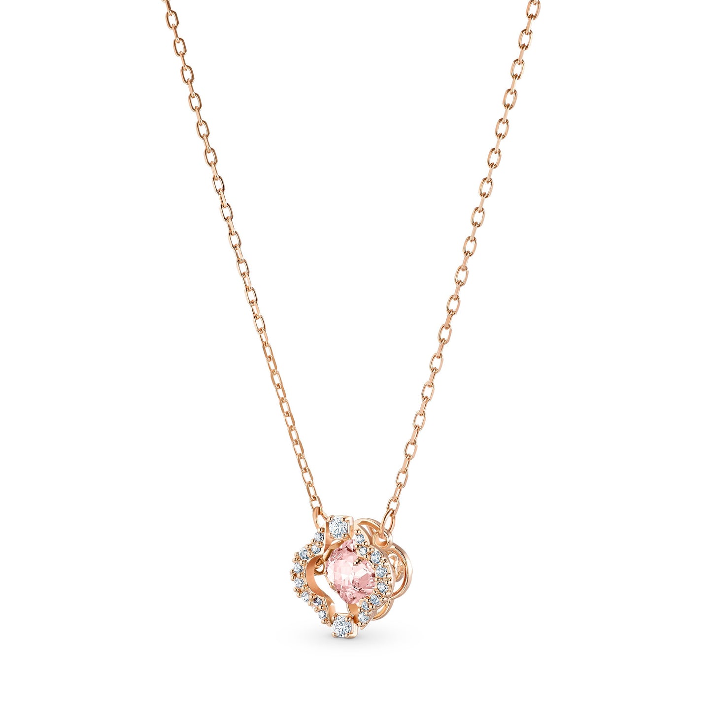 Collar Una Trébol, Rosa, Baño tono oro rosa