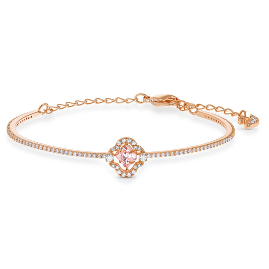 Brazalete Una Trébol, Rosa, Baño tono oro rosa