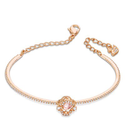 Brazalete Una Trébol, Rosa, Baño tono oro rosa