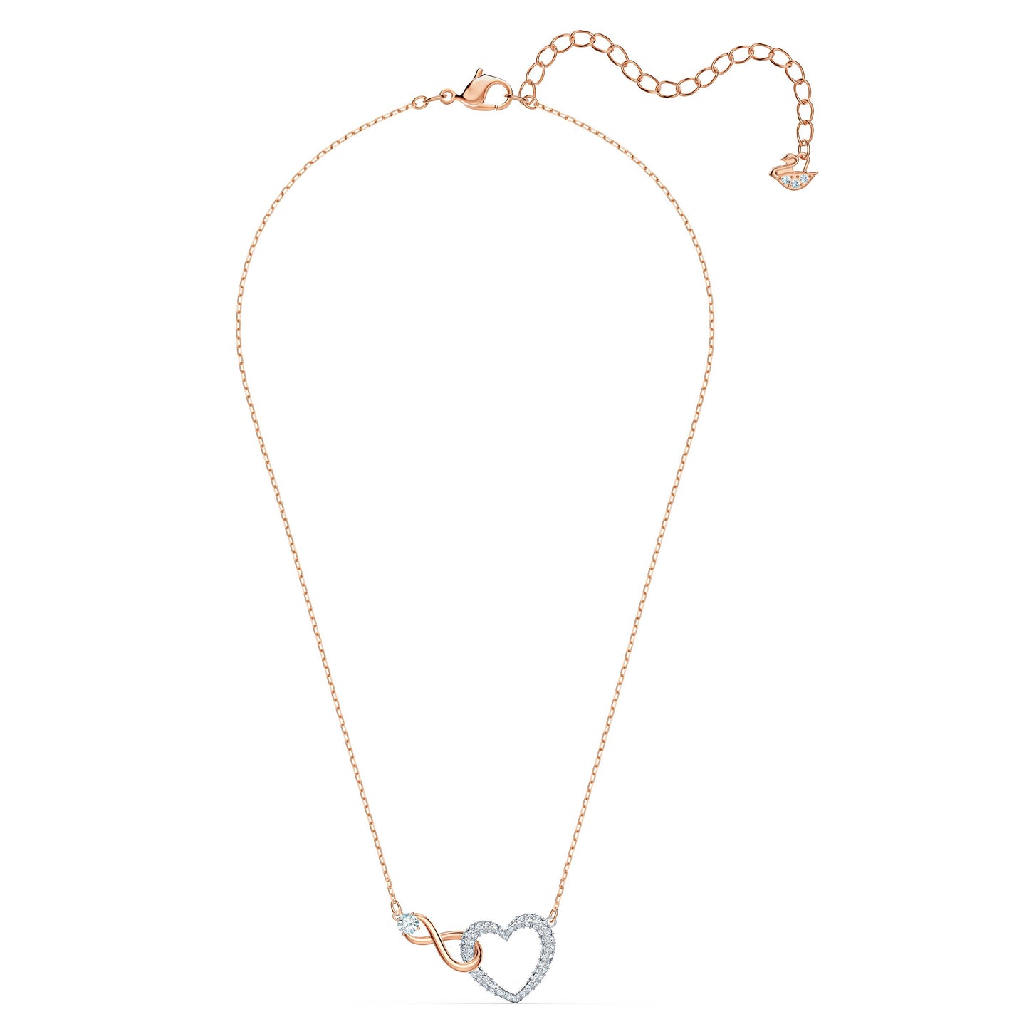 Collar Hyperbola Infinity y corazón, Blanco, Combinación de acabados metálicos