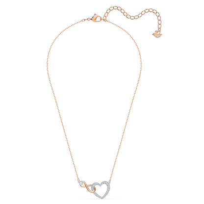 Collar Hyperbola Infinity y corazón, Blanco, Combinación de acabados metálicos