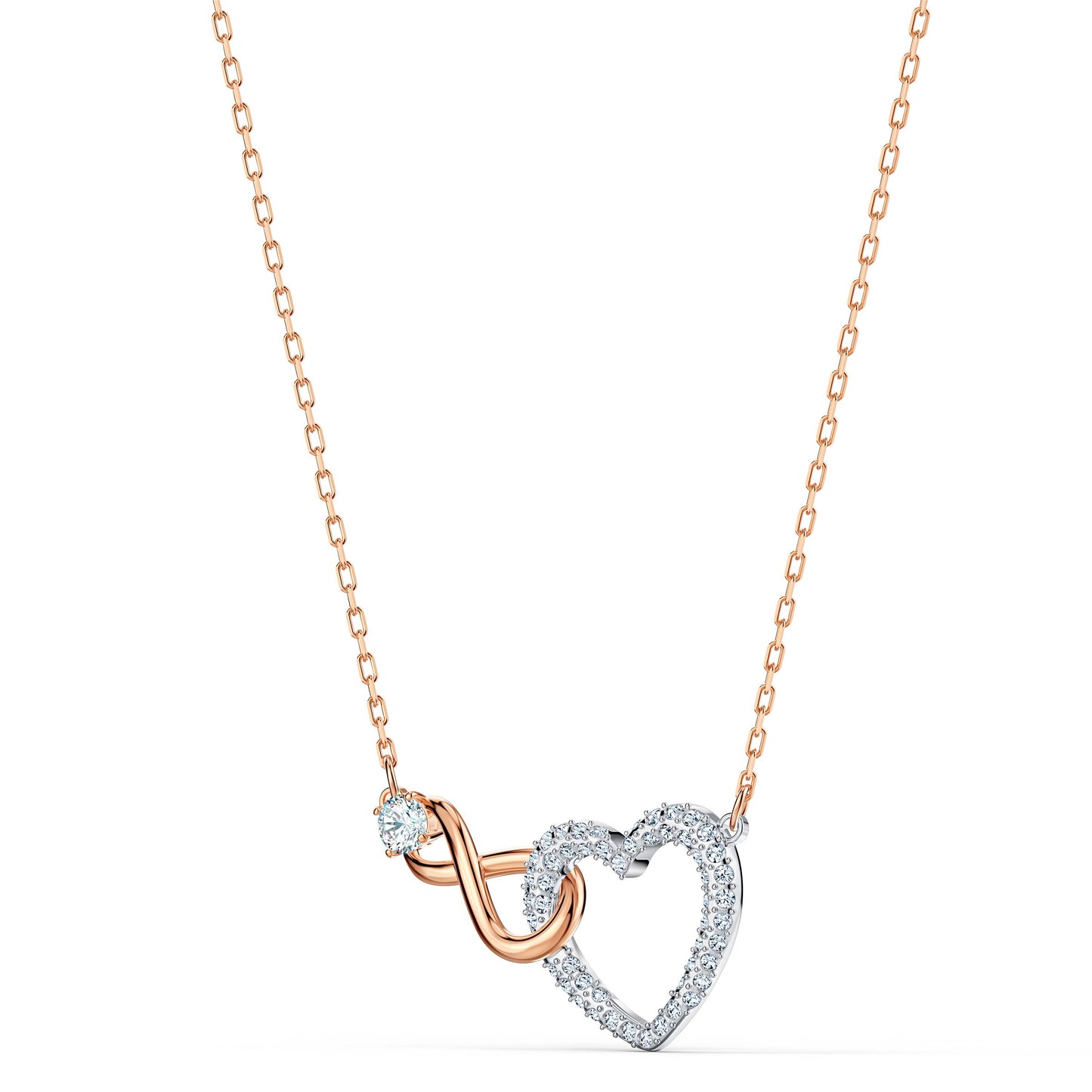 Collar Hyperbola Infinity y corazón, Blanco, Combinación de acabados metálicos