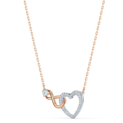 Collar Hyperbola Infinity y corazón, Blanco, Combinación de acabados metálicos