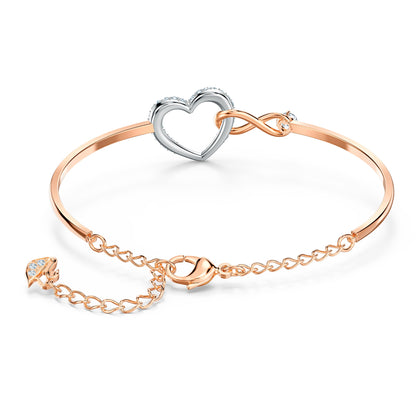 Brazalete Hyperbola Infinity y corazón, Blanco, Combinación de acabados metálicos