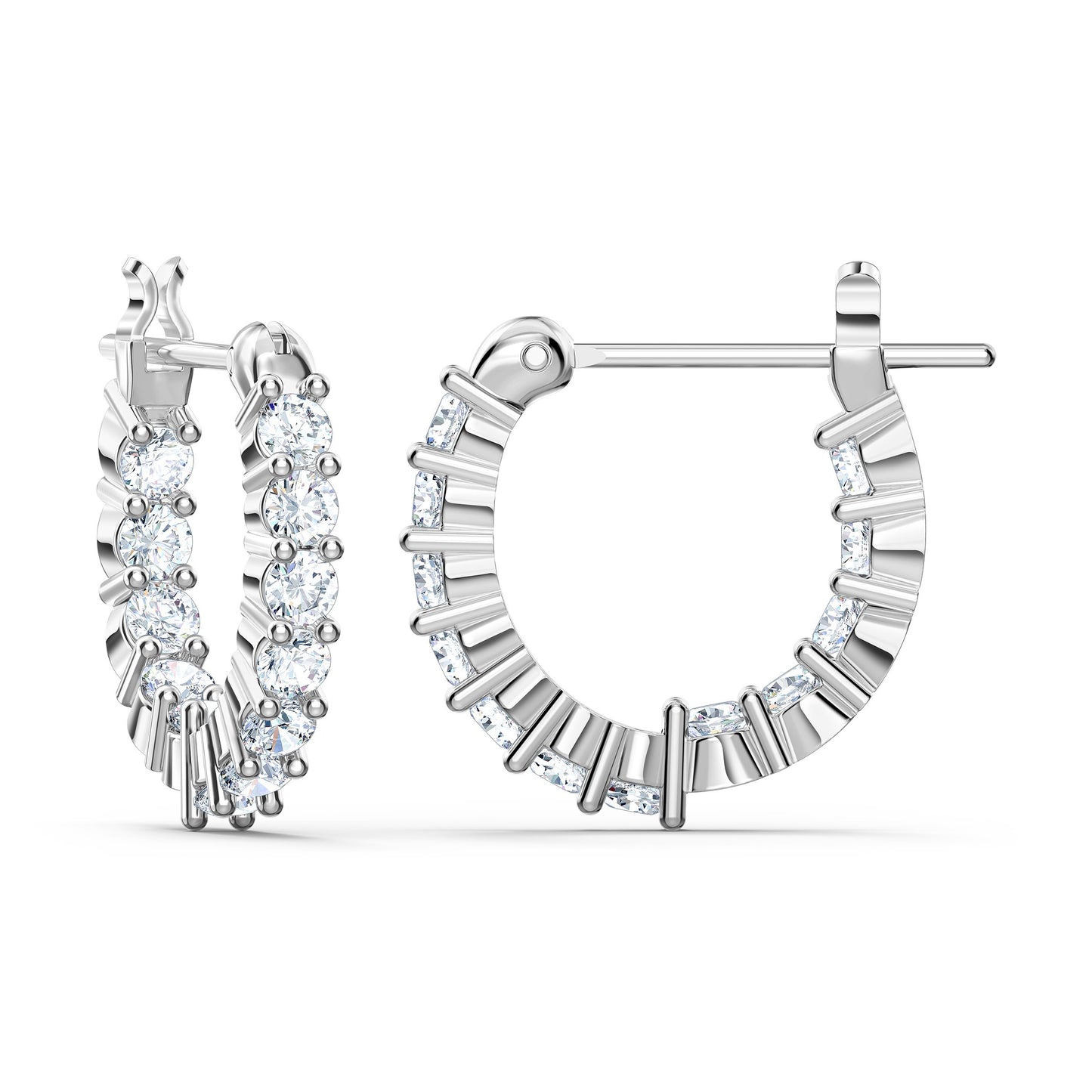 Pendientes de aro Matrix Vittore Talla redonda, Blancos, Baño de rodio