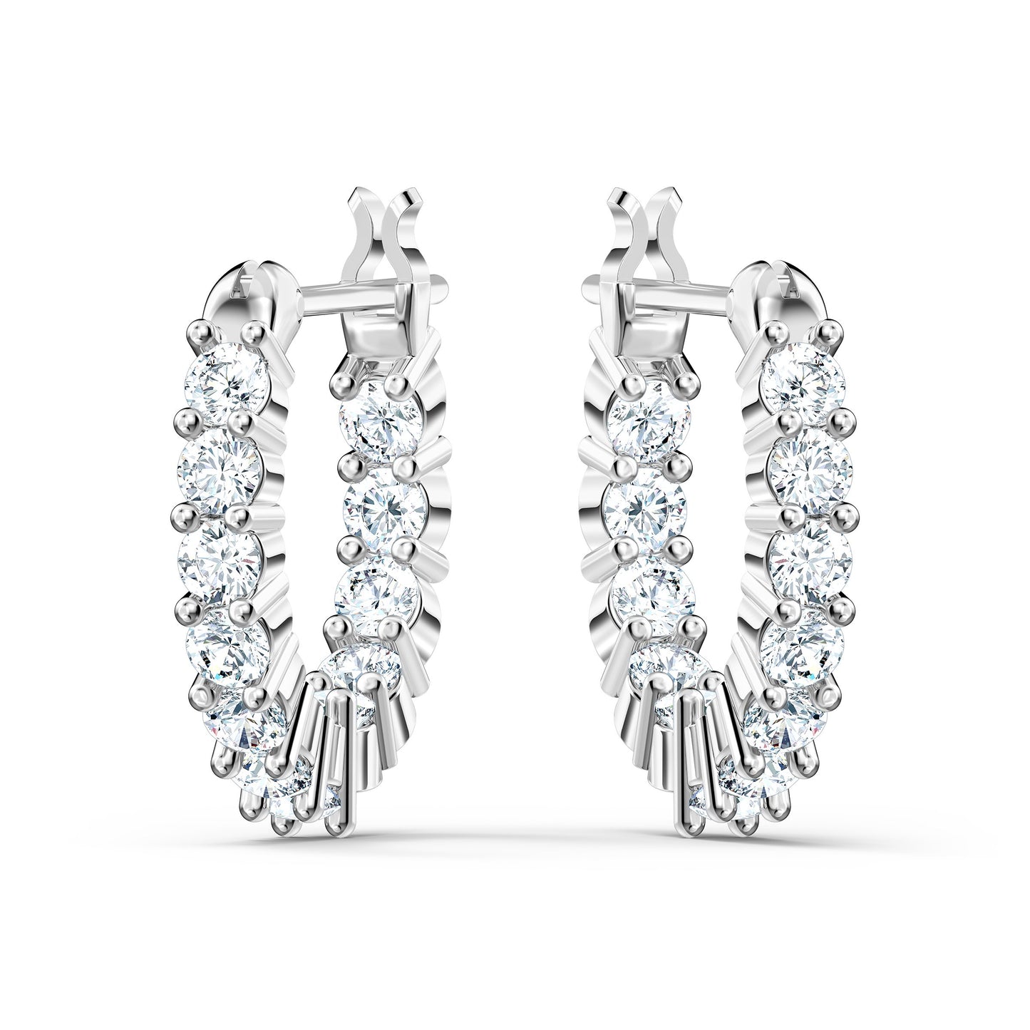 Pendientes de aro Matrix Vittore Talla redonda, Blancos, Baño de rodio