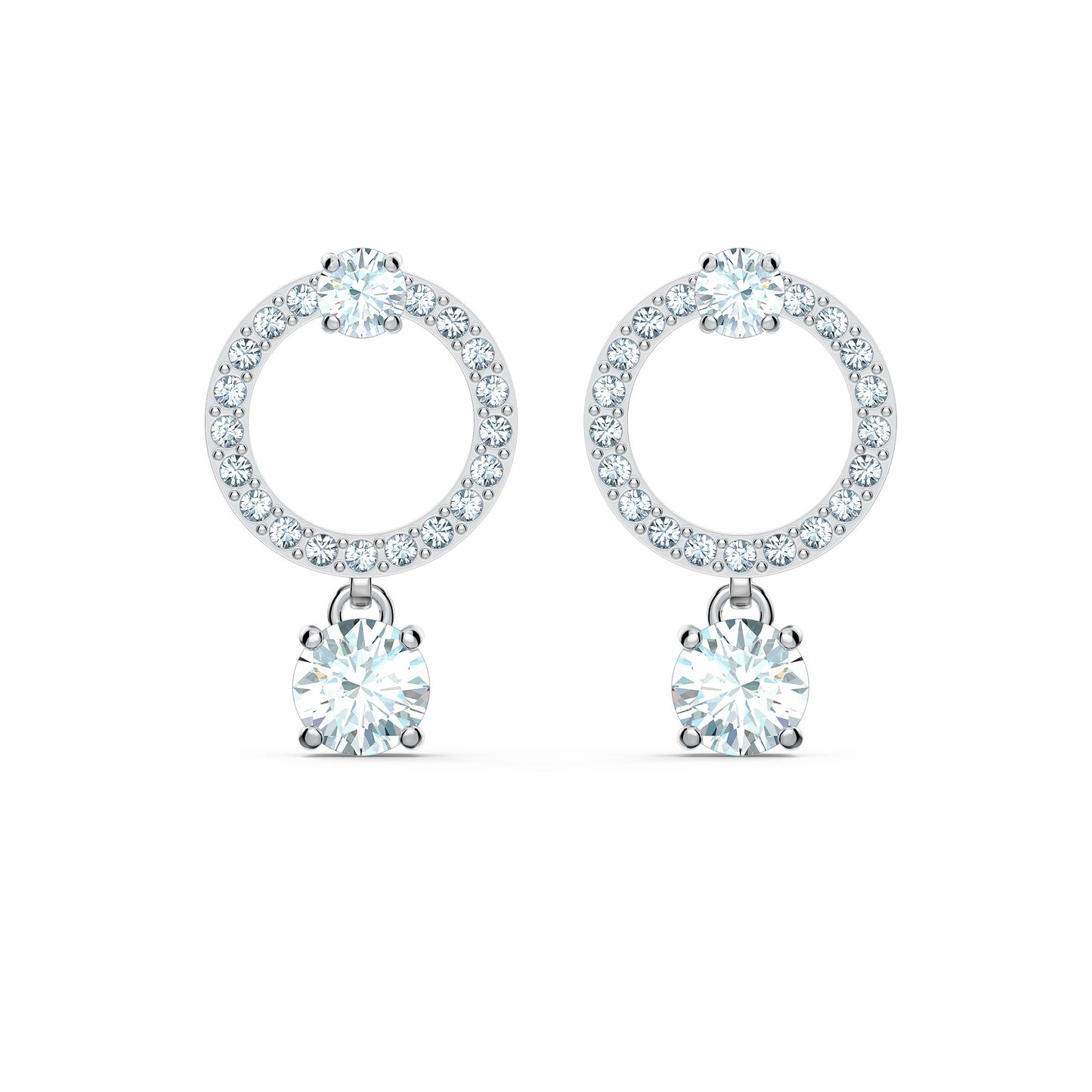 Pendientes de aro Constella Talla redonda, Blancos, Baño de rodio