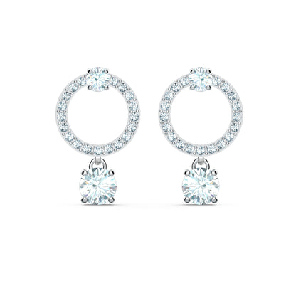 Pendientes de aro Constella Talla redonda, Blancos, Baño de rodio