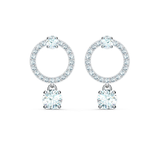 Pendientes de aro Constella Talla redonda, Blancos, Baño de rodio
