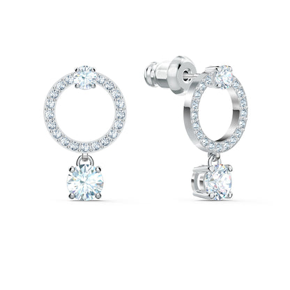 Pendientes de aro Constella Talla redonda, Blancos, Baño de rodio