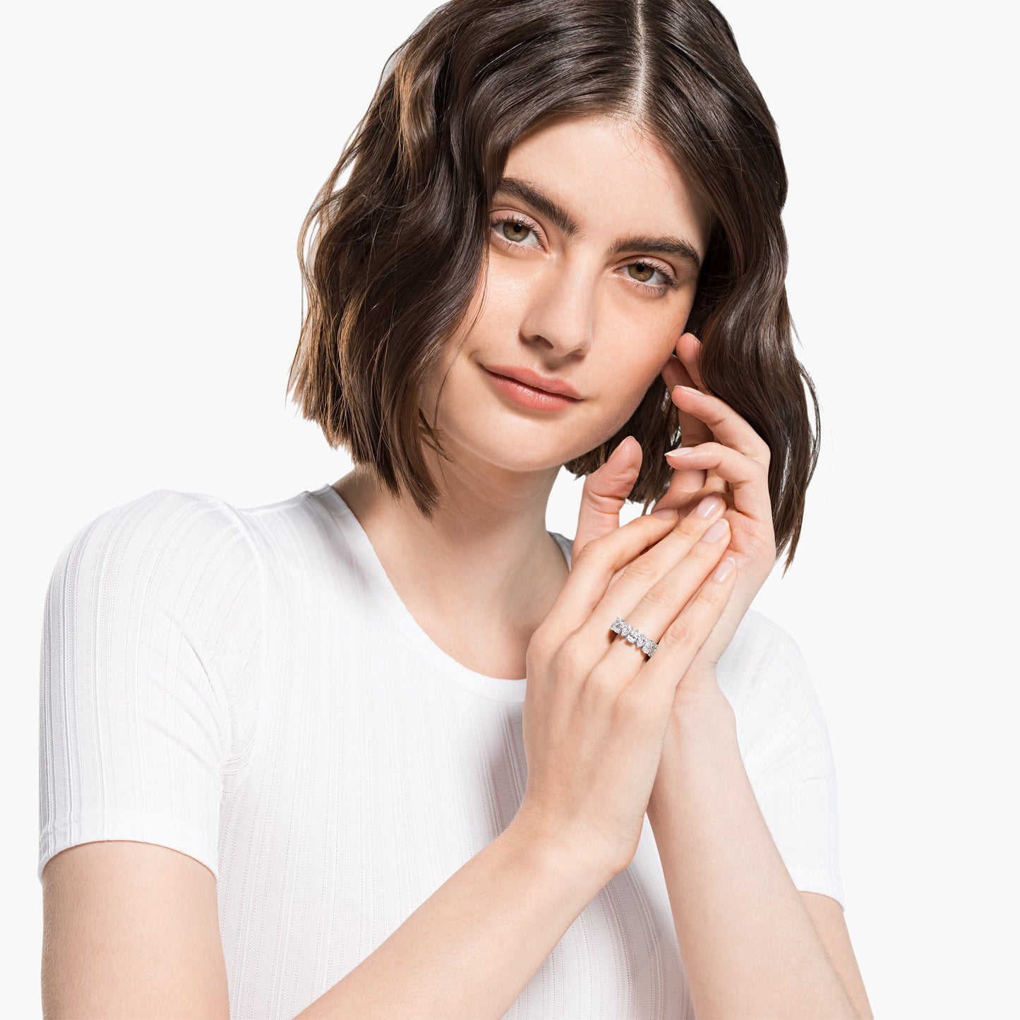 Anillo Matrix Vittore Talla pera, Blanco, Baño de rodio