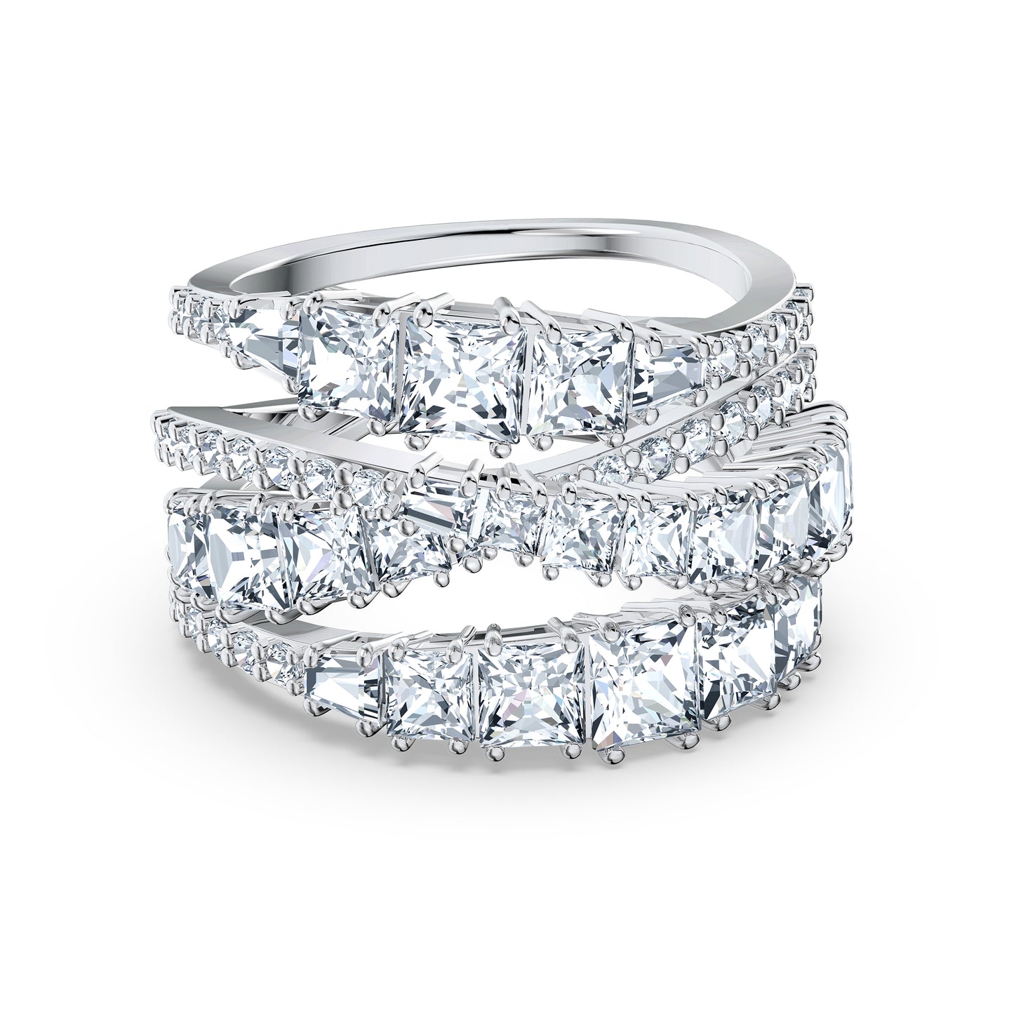 Anillo Hyperbola Tallas mixtas, Blanco, Baño de rodio