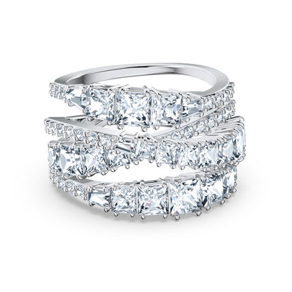 Anillo Hyperbola Tallas mixtas, Blanco, Baño de rodio