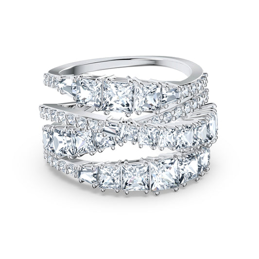 Anillo Hyperbola Tallas mixtas, Blanco, Baño de rodio