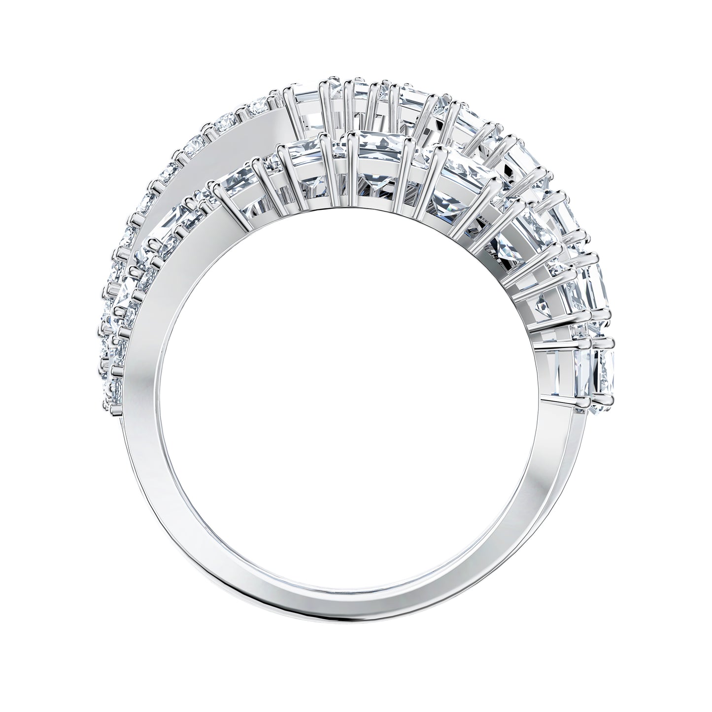 Anillo Hyperbola Tallas mixtas, Blanco, Baño de rodio