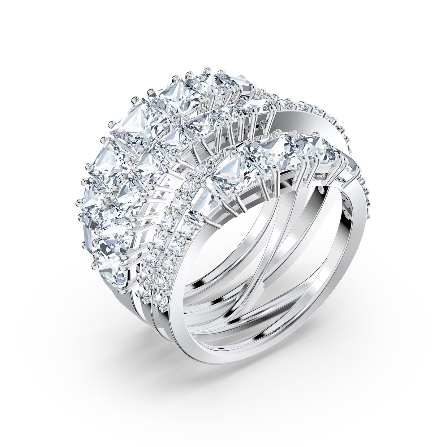 Anillo Hyperbola Tallas mixtas, Blanco, Baño de rodio