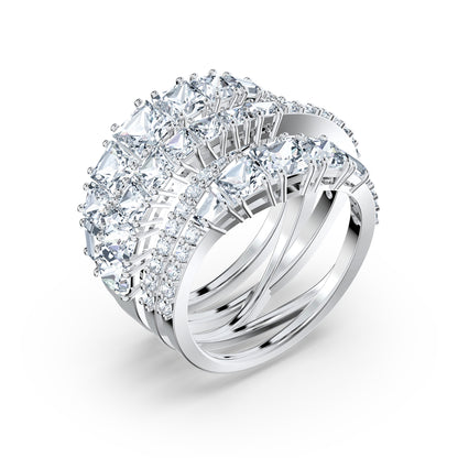 Anillo Hyperbola Tallas mixtas, Blanco, Baño de rodio