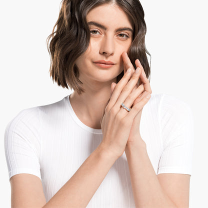 Anillo Matrix Vittore Talla pera, Blanco, Baño tono oro rosa
