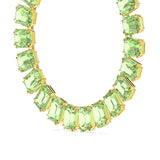 Collar Millenia, Cristales talla octagonal, verde, Baño de rodio