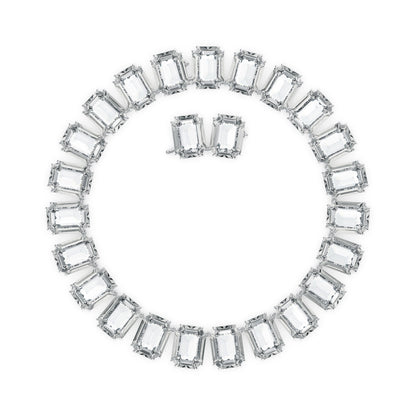 Collar Millenia Cristales talla octogonal, Blanco, Baño de rodio